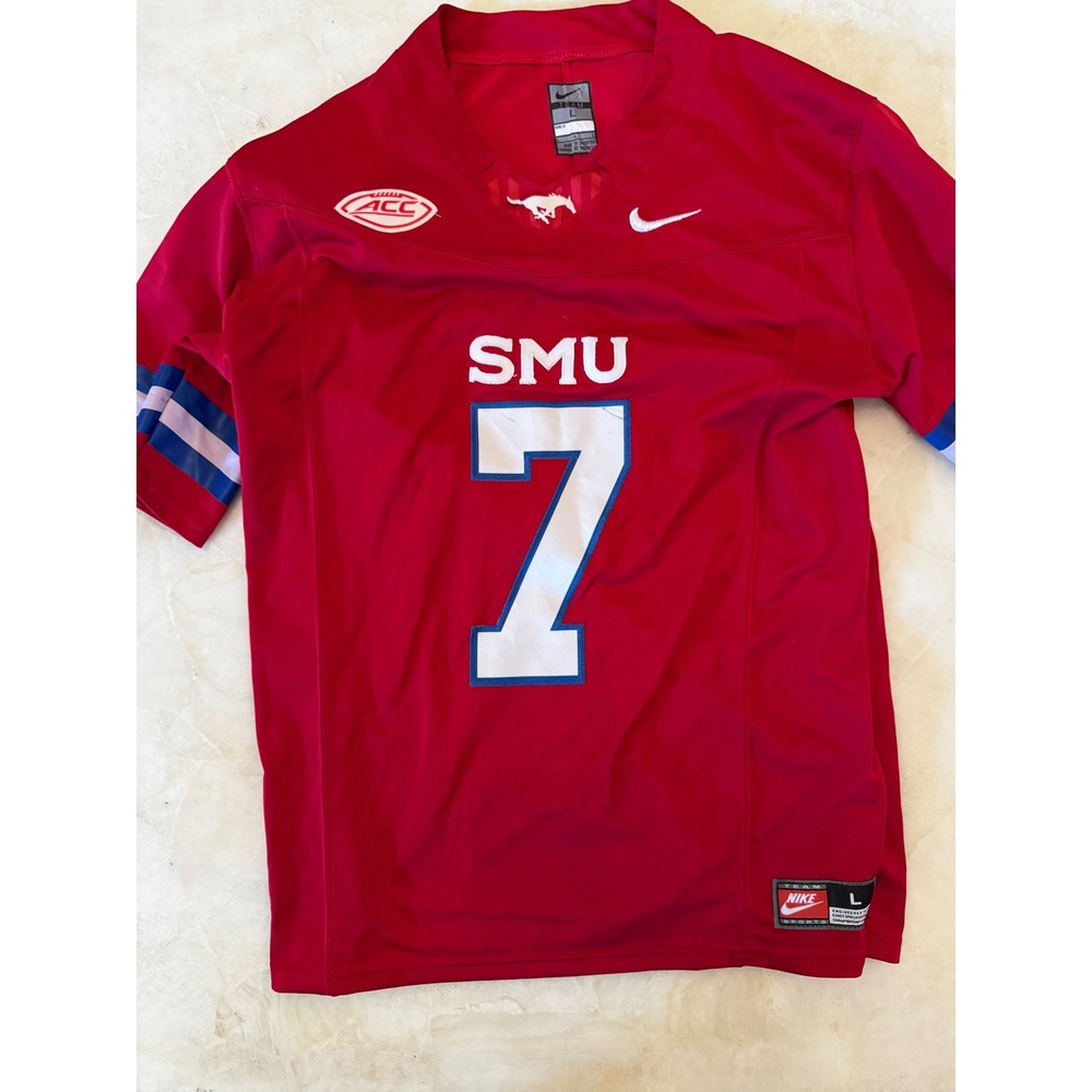 SMU Mustangs McMorris 7 Football Jersey Mens Large Red ACC NCAA